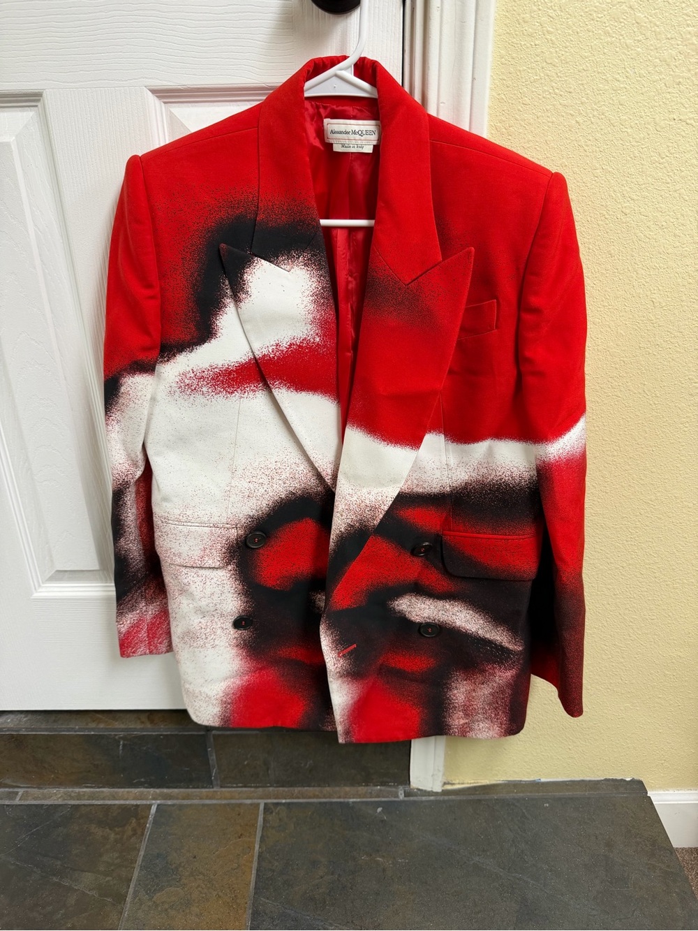 Alexander McQueen Red, Black & White Spray-Print Blazer — NWOT - very oversized